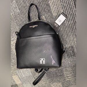 Karl Lagerfeld Black Backpack with Silver Accents